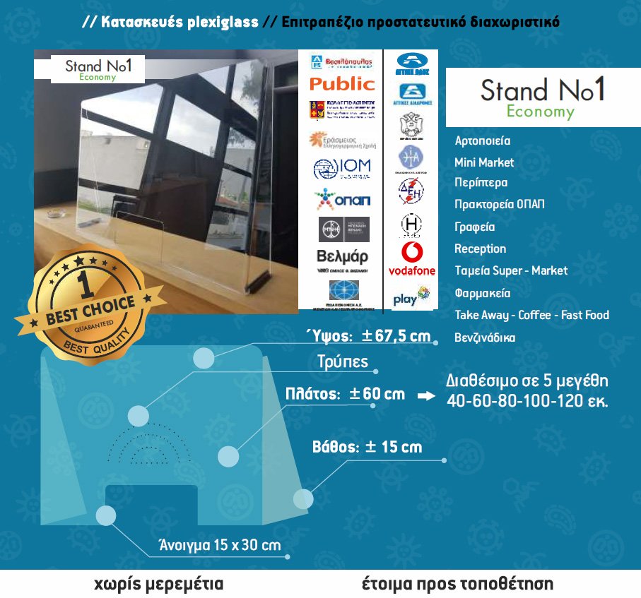 Προστατευτικό Plexiglass Γκισέ Ταμείου – Stand Economy 5mm